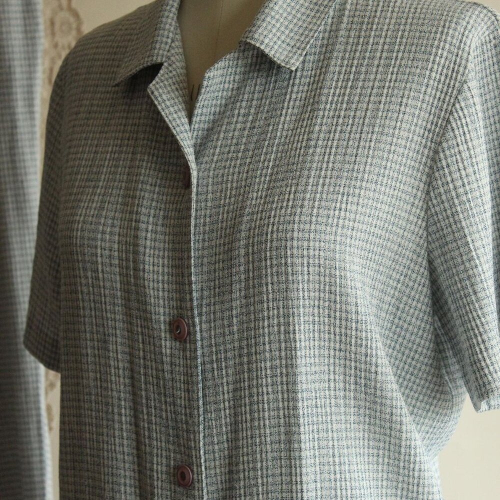 Vintage 1990s Pant Suit, Sag Harbor Petites Blue and White Two Piece, - Picture 13 of 16